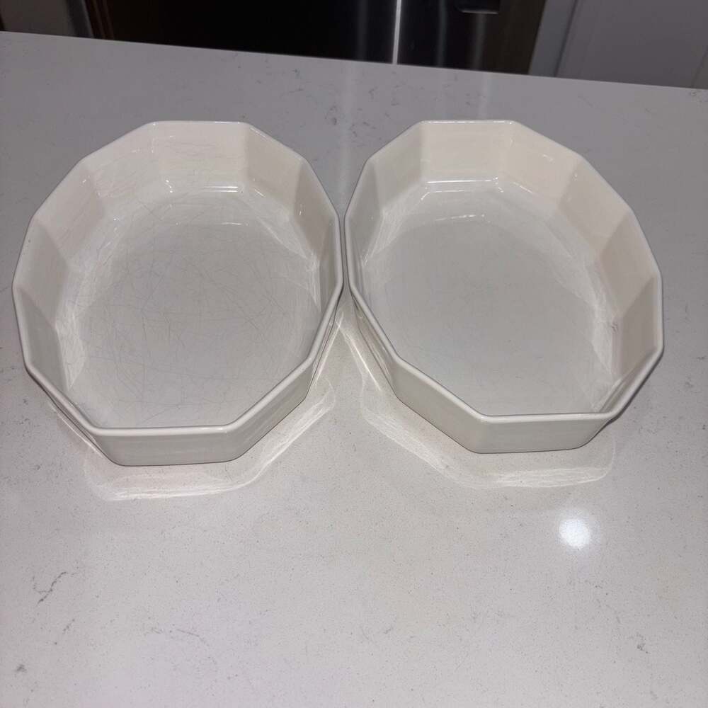 Pfaltzgraff Heritage White Stoneware 12 Sided Baking Dish Set of 2